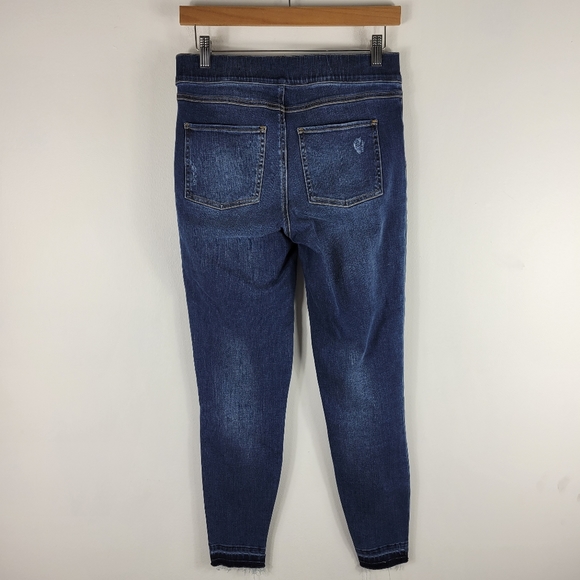 Spanx Distressed Ankle Skinny Pull On High Waist Released Raw Hem Jeans Jeggings - Picture 8 of 9
